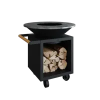 Gratar OFYR Negru 100 PRO SD cu vatra de gatit pe lemne